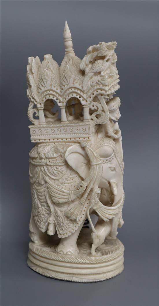 An early 20th century Indian ivory carving of an elephant height 20cm